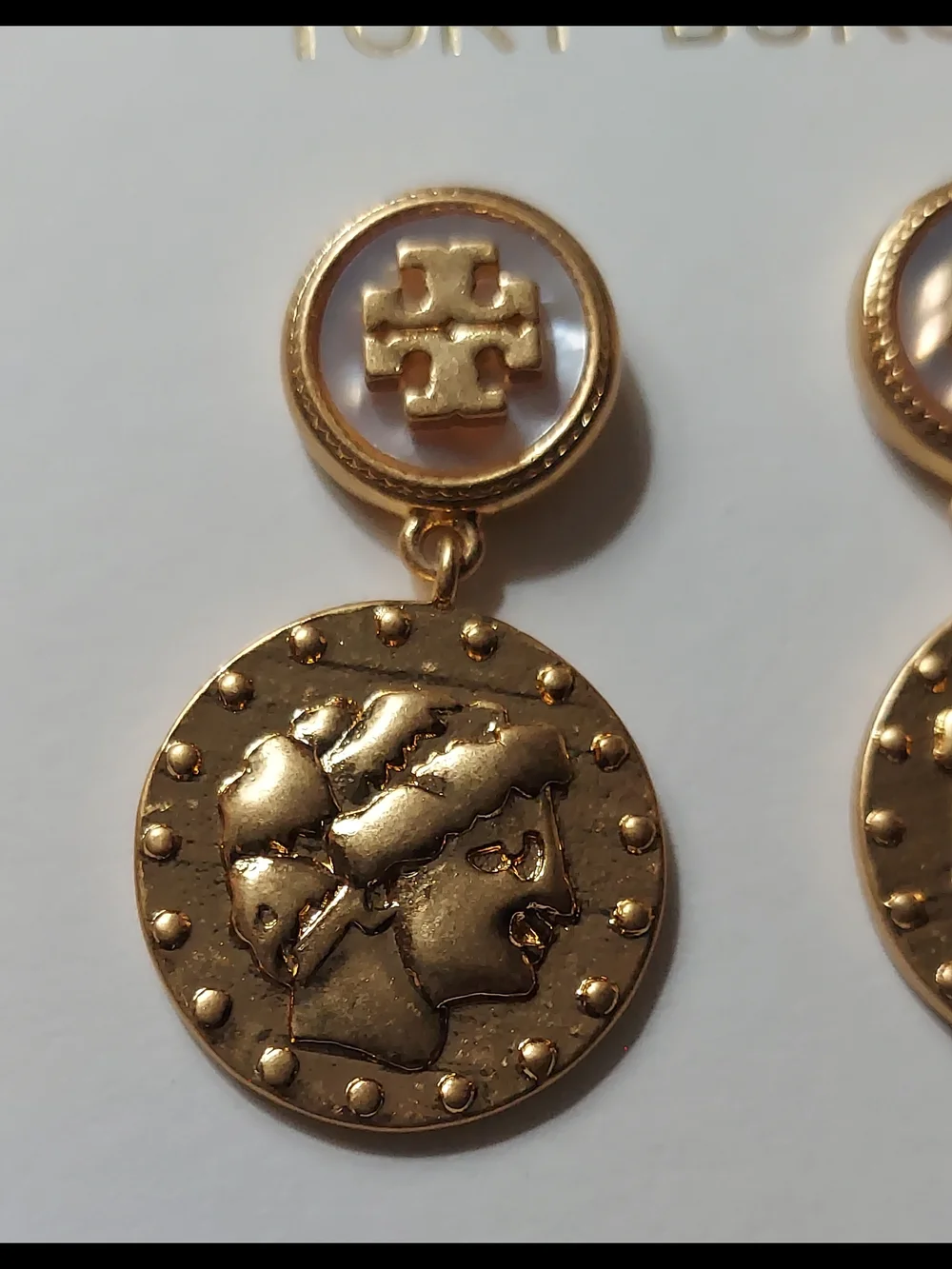 Tory Burch Gold-Tone Dangle Medallion Earrings